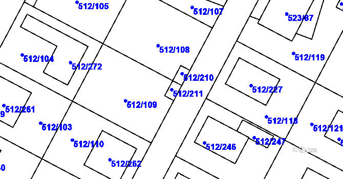 Parcela st. 512/211 v KÚ Srubec, Katastrální mapa
