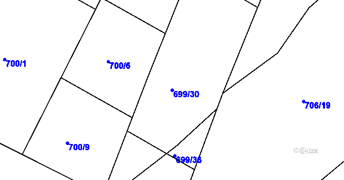 Parcela st. 699/30 v KÚ Srubec, Katastrální mapa