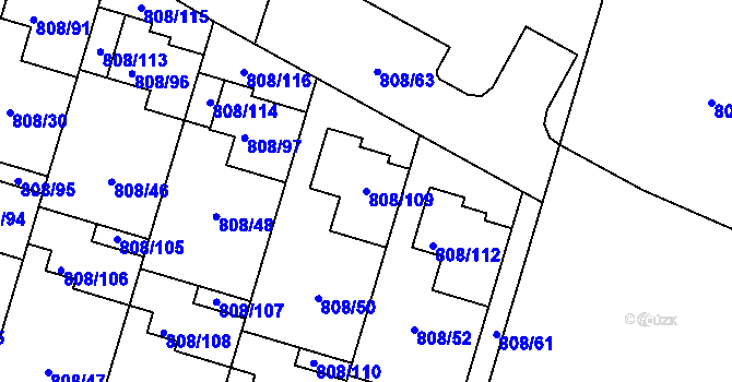 Parcela st. 808/109 v KÚ Srubec, Katastrální mapa