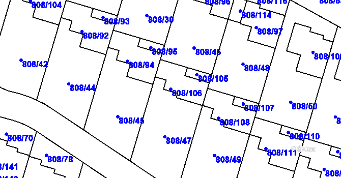 Parcela st. 808/106 v KÚ Srubec, Katastrální mapa