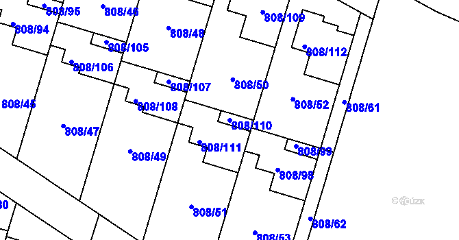 Parcela st. 808/110 v KÚ Srubec, Katastrální mapa