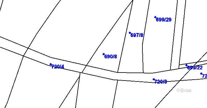 Parcela st. 690/8 v KÚ Srubec, Katastrální mapa