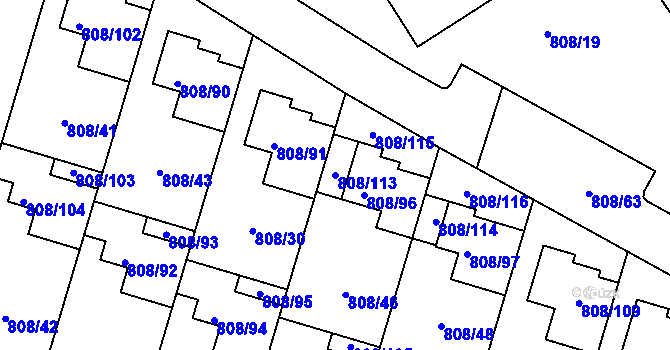 Parcela st. 808/113 v KÚ Srubec, Katastrální mapa