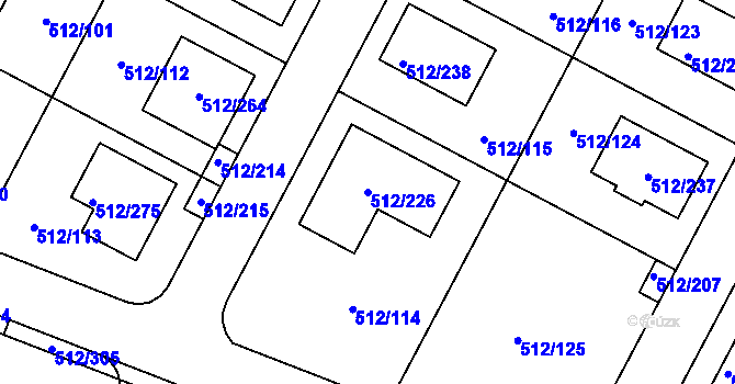 Parcela st. 512/226 v KÚ Srubec, Katastrální mapa