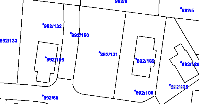 Parcela st. 892/131 v KÚ Srubec, Katastrální mapa
