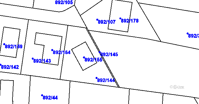 Parcela st. 892/145 v KÚ Srubec, Katastrální mapa