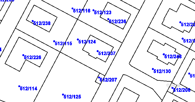 Parcela st. 512/237 v KÚ Srubec, Katastrální mapa