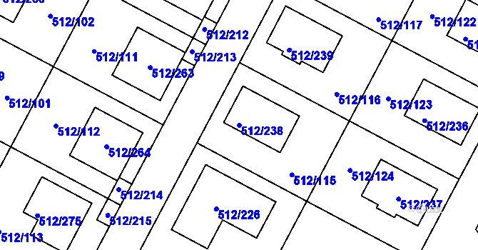 Parcela st. 512/238 v KÚ Srubec, Katastrální mapa