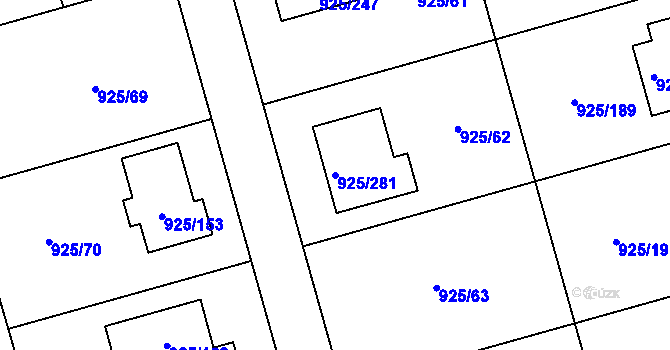 Parcela st. 925/281 v KÚ Srubec, Katastrální mapa