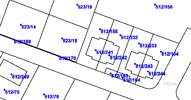 Parcela st. 512/241 v KÚ Srubec, Katastrální mapa