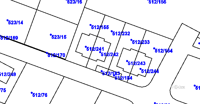 Parcela st. 512/242 v KÚ Srubec, Katastrální mapa