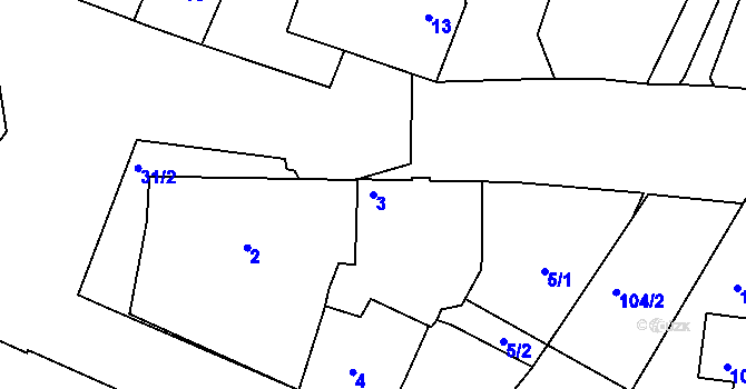Parcela st. 3 v KÚ Srubec, Katastrální mapa