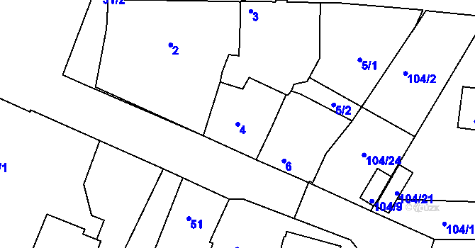 Parcela st. 4 v KÚ Srubec, Katastrální mapa