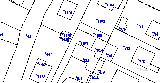 Parcela st. 10/1 v KÚ Srubec, Katastrální mapa