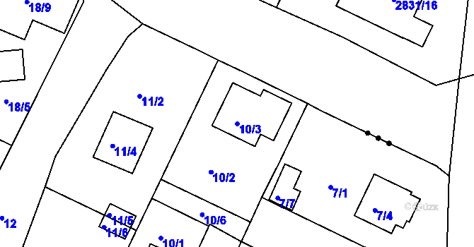 Parcela st. 10/3 v KÚ Srubec, Katastrální mapa