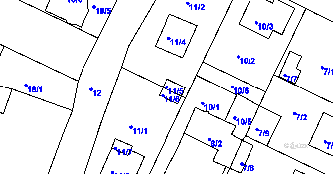 Parcela st. 11/5 v KÚ Srubec, Katastrální mapa