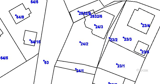 Parcela st. 24/2 v KÚ Srubec, Katastrální mapa