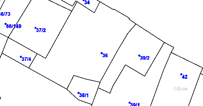 Parcela st. 36 v KÚ Srubec, Katastrální mapa