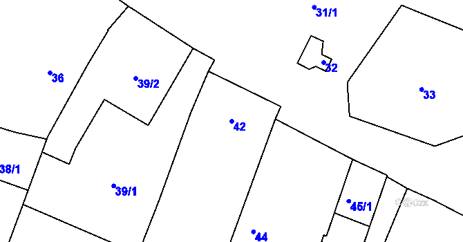 Parcela st. 42 v KÚ Srubec, Katastrální mapa