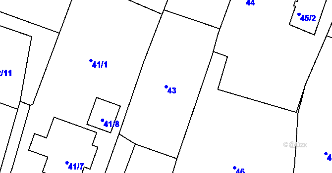 Parcela st. 43 v KÚ Srubec, Katastrální mapa