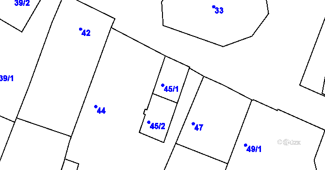 Parcela st. 45/1 v KÚ Srubec, Katastrální mapa