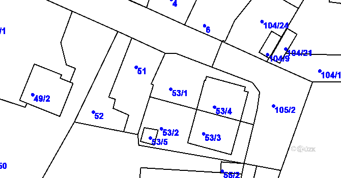 Parcela st. 53/1 v KÚ Srubec, Katastrální mapa
