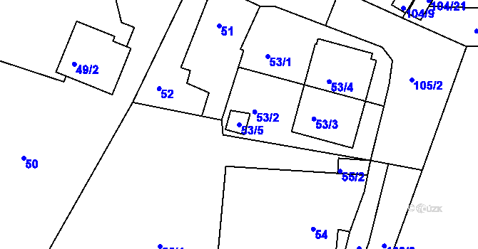 Parcela st. 53/5 v KÚ Srubec, Katastrální mapa