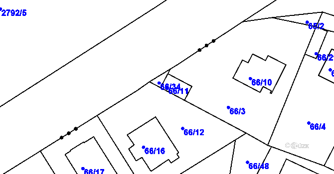 Parcela st. 66/11 v KÚ Srubec, Katastrální mapa