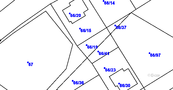 Parcela st. 66/19 v KÚ Srubec, Katastrální mapa