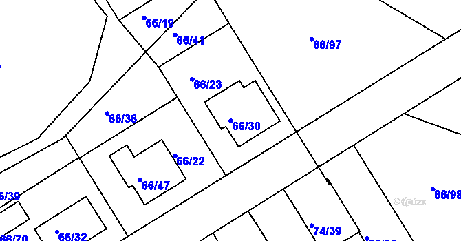 Parcela st. 66/30 v KÚ Srubec, Katastrální mapa