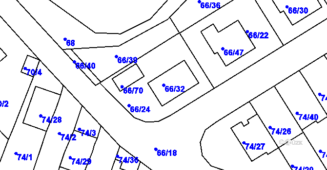 Parcela st. 66/32 v KÚ Srubec, Katastrální mapa