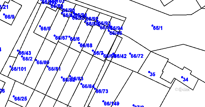 Parcela st. 66/69 v KÚ Srubec, Katastrální mapa
