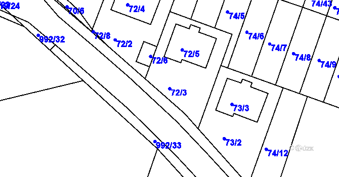 Parcela st. 72/3 v KÚ Srubec, Katastrální mapa