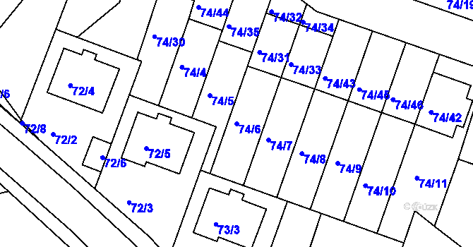 Parcela st. 74/6 v KÚ Srubec, Katastrální mapa