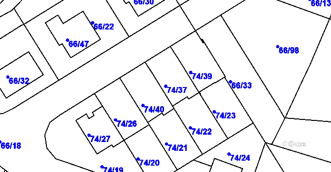 Parcela st. 74/37 v KÚ Srubec, Katastrální mapa