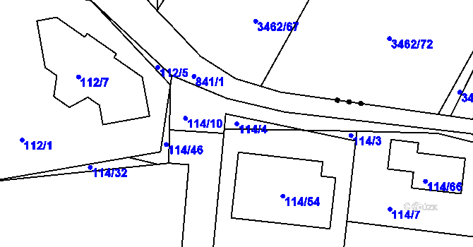Parcela st. 114/4 v KÚ Srubec, Katastrální mapa