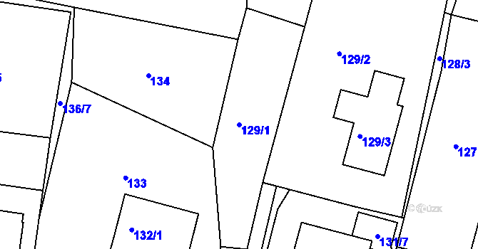 Parcela st. 129/1 v KÚ Srubec, Katastrální mapa