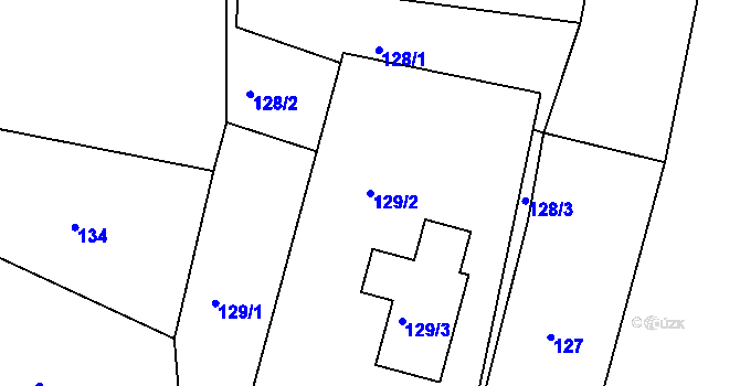 Parcela st. 129/2 v KÚ Srubec, Katastrální mapa