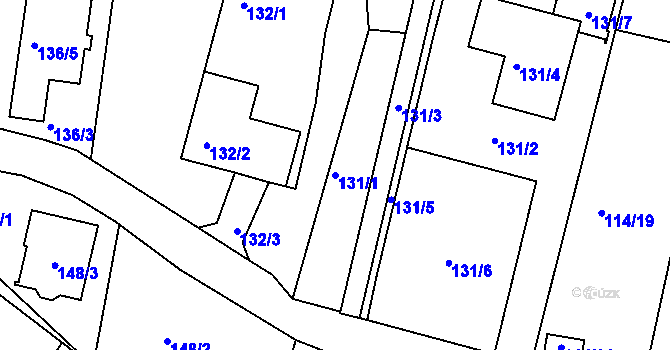 Parcela st. 131/1 v KÚ Srubec, Katastrální mapa