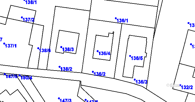 Parcela st. 136/4 v KÚ Srubec, Katastrální mapa