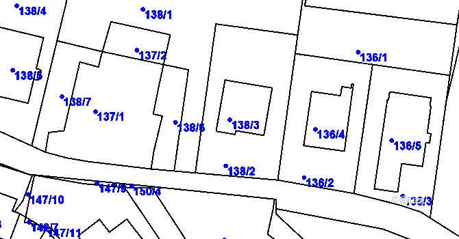 Parcela st. 138/3 v KÚ Srubec, Katastrální mapa