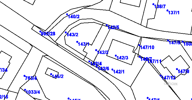 Parcela st. 142/2 v KÚ Srubec, Katastrální mapa