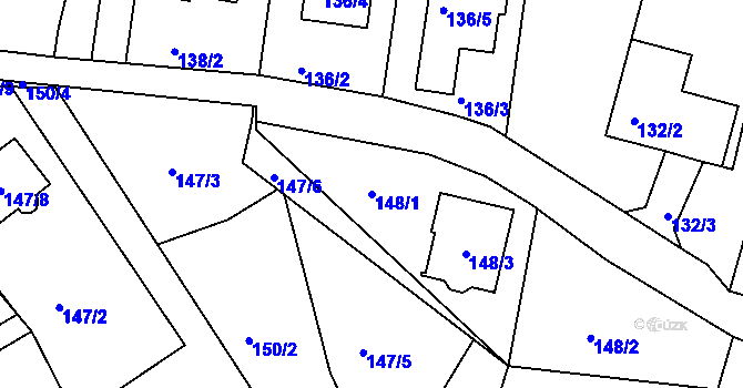 Parcela st. 148/1 v KÚ Srubec, Katastrální mapa