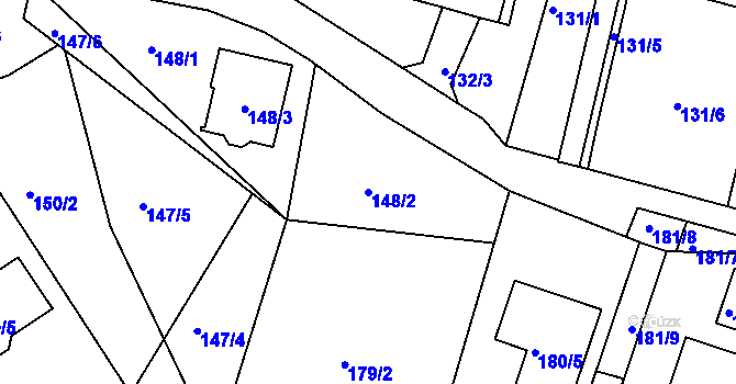 Parcela st. 148/2 v KÚ Srubec, Katastrální mapa