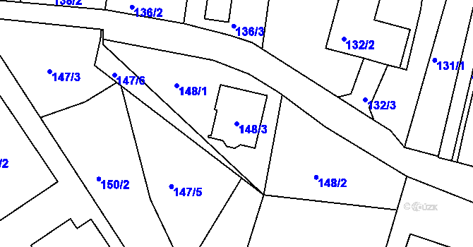 Parcela st. 148/3 v KÚ Srubec, Katastrální mapa