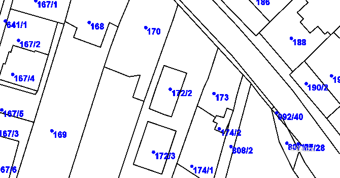 Parcela st. 172/2 v KÚ Srubec, Katastrální mapa