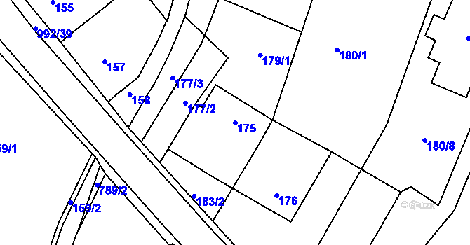 Parcela st. 175 v KÚ Srubec, Katastrální mapa