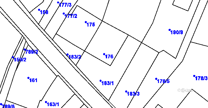 Parcela st. 176 v KÚ Srubec, Katastrální mapa