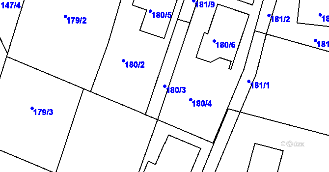Parcela st. 180/3 v KÚ Srubec, Katastrální mapa
