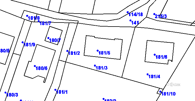 Parcela st. 181/5 v KÚ Srubec, Katastrální mapa